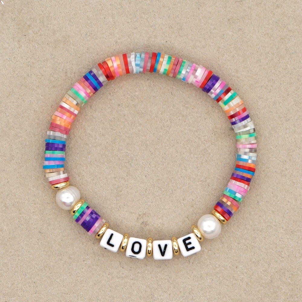 Wholesale Vintage Alphabet Pearl Bracelet